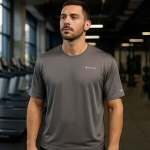 Champion Performance Athletic T-Shirt XLGray Moisture Wicking Gym Tee Athletic